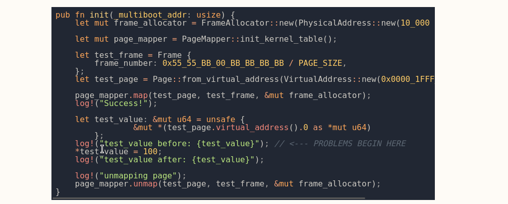 Screenshot of code going past the background color.