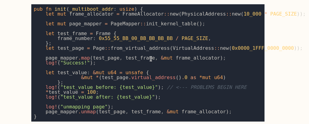 Screenshot of code going past the background color.